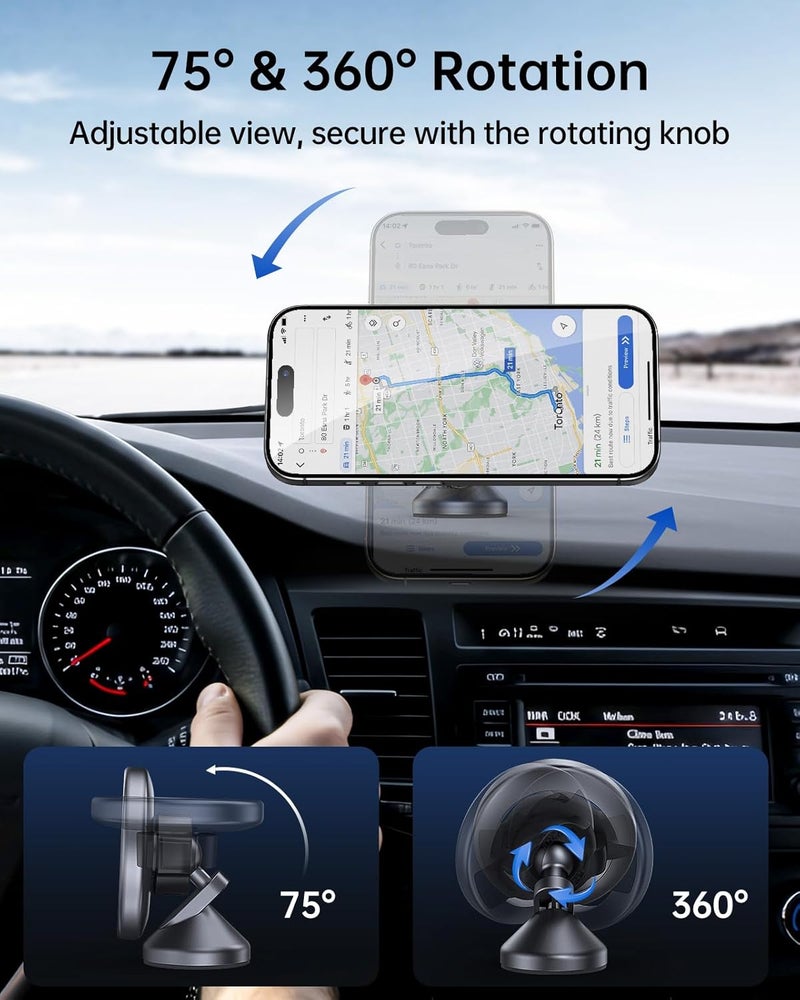 Syncwire for MagSafe Car Mount - 360 Rotation Magnetic Phone Holder for Car Dashboard, Strong Magnet Car Phone Holder Mount Compatible iPhone 17 Pro Max Air 16 15 14 13 - Car Accessories for Women Men - Image 2